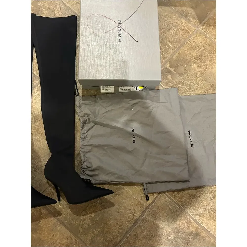 Women's Balenciaga knife over the knee stretch sock boots size 38.5 made italy